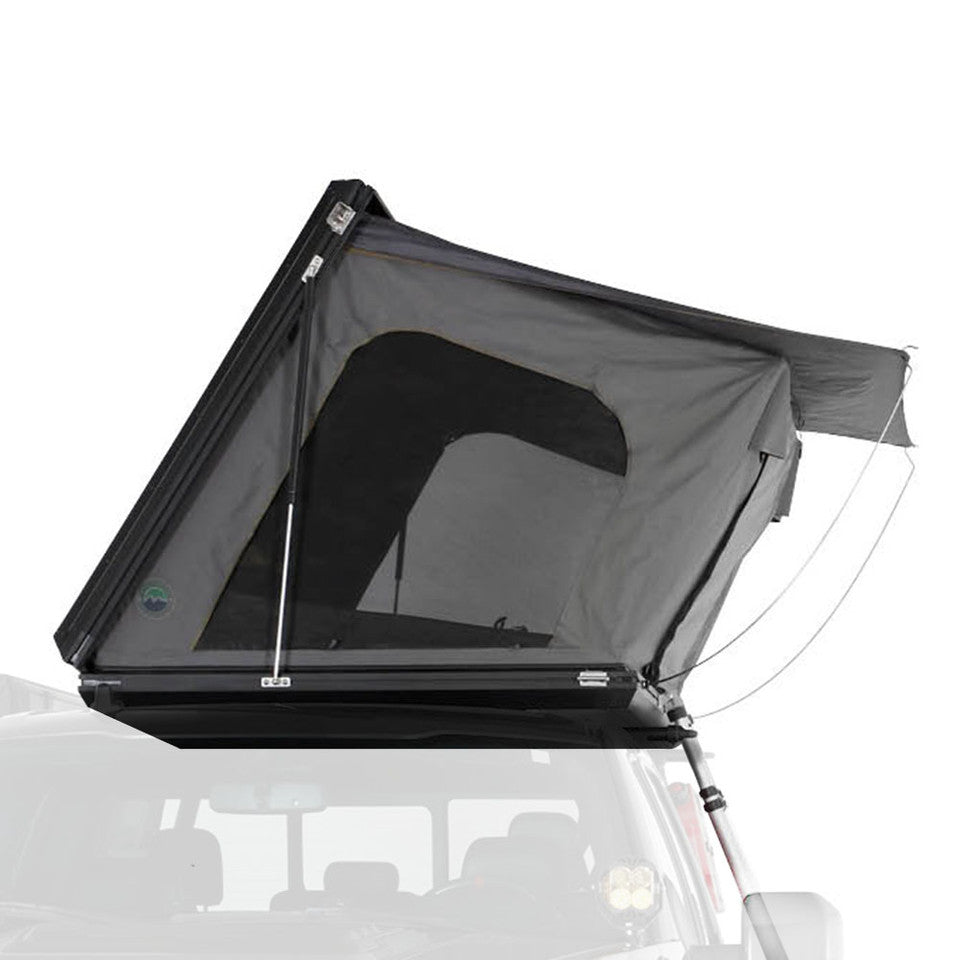 Overland Vehicle Systemts HD Sidewinder Side Load Aluminum Hard Shell Roof Top Tent, Grey Body & Green Trim