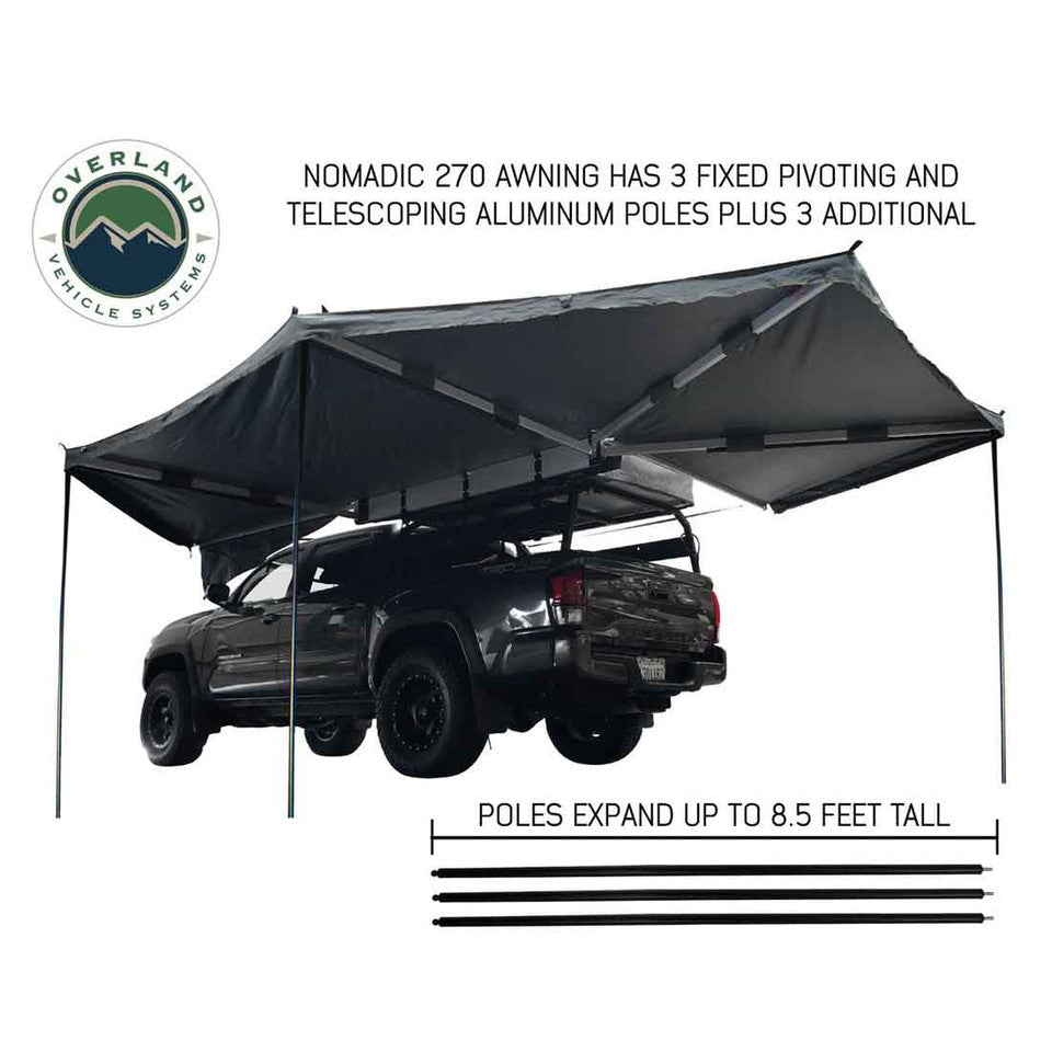 Overland Vehicle Systems HD Nomadic 270 Degree Awning - Dark Gray Awning with Black Cover