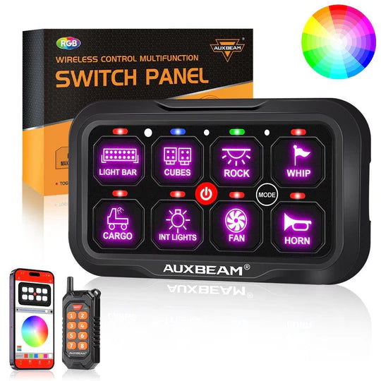 AUXBEAM AC-800 RGB Switch Panel with APP&Remote Control, Toggle/ Momentary/ Pulsed Mode Supported