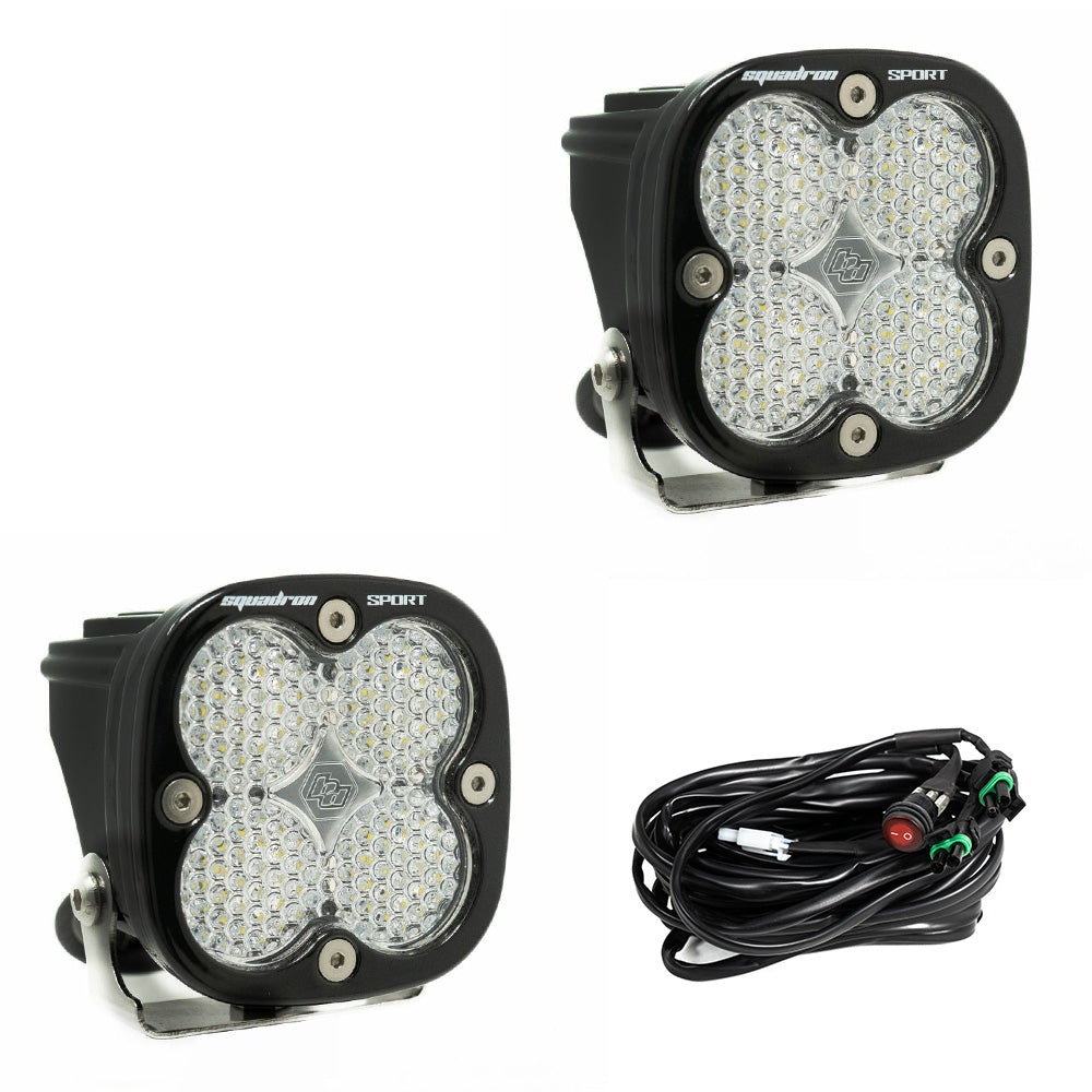 BAJA DESIGNS Squadron Sport Black LED Auxiliary Light Pod Pair - Universal