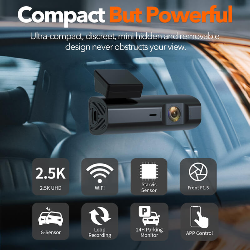 i03 | Built-in WiFi 2.5K Front&Full HD 1600P Dash Cam camera WOLFBOX