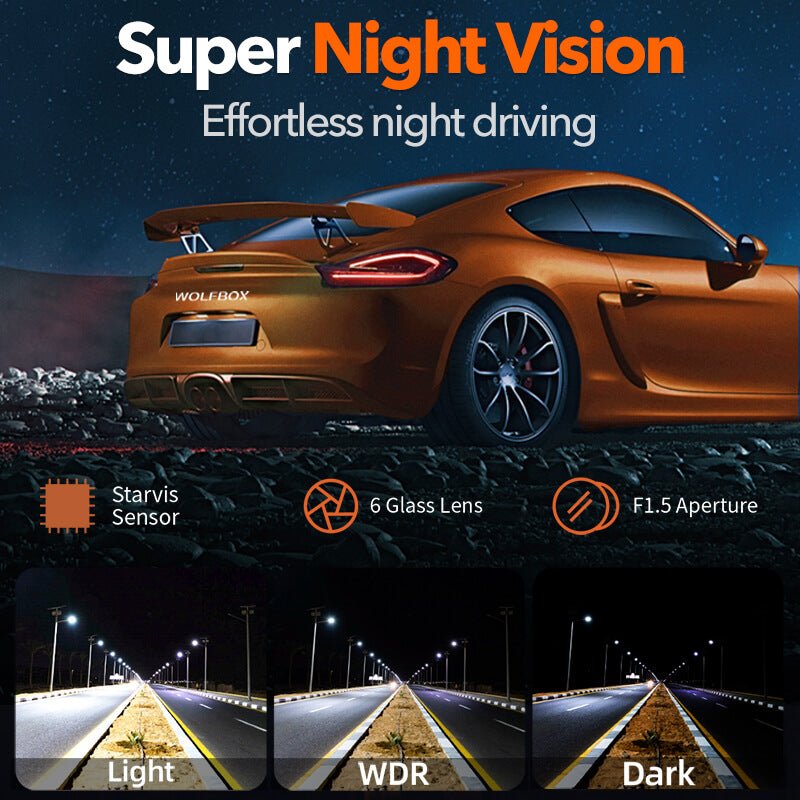 i03 | Built-in WiFi 2.5K Front&Full HD 1600P Dash Cam camera WOLFBOX