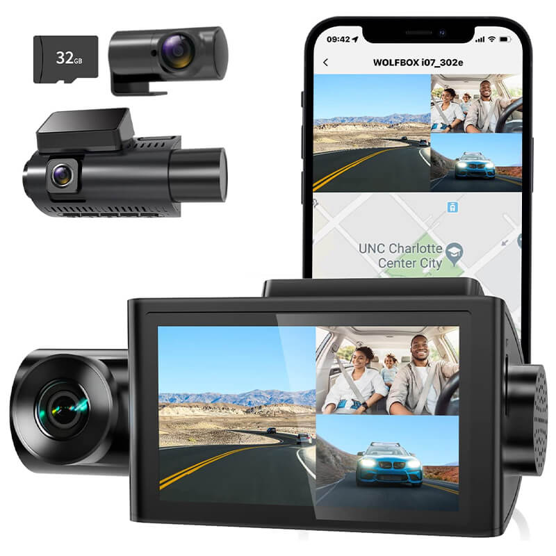 i07 | 3 Channel 2.5K+1080P+1080P Dashboard Recorder Built-in GPS WiFi camera WOLFBOX Default Title