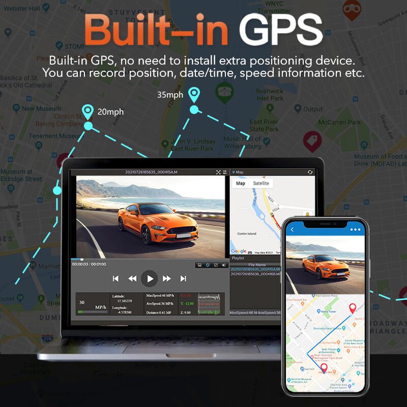 i07 | 3 Channel 2.5K+1080P+1080P Dashboard Recorder Built-in GPS WiFi camera WOLFBOX