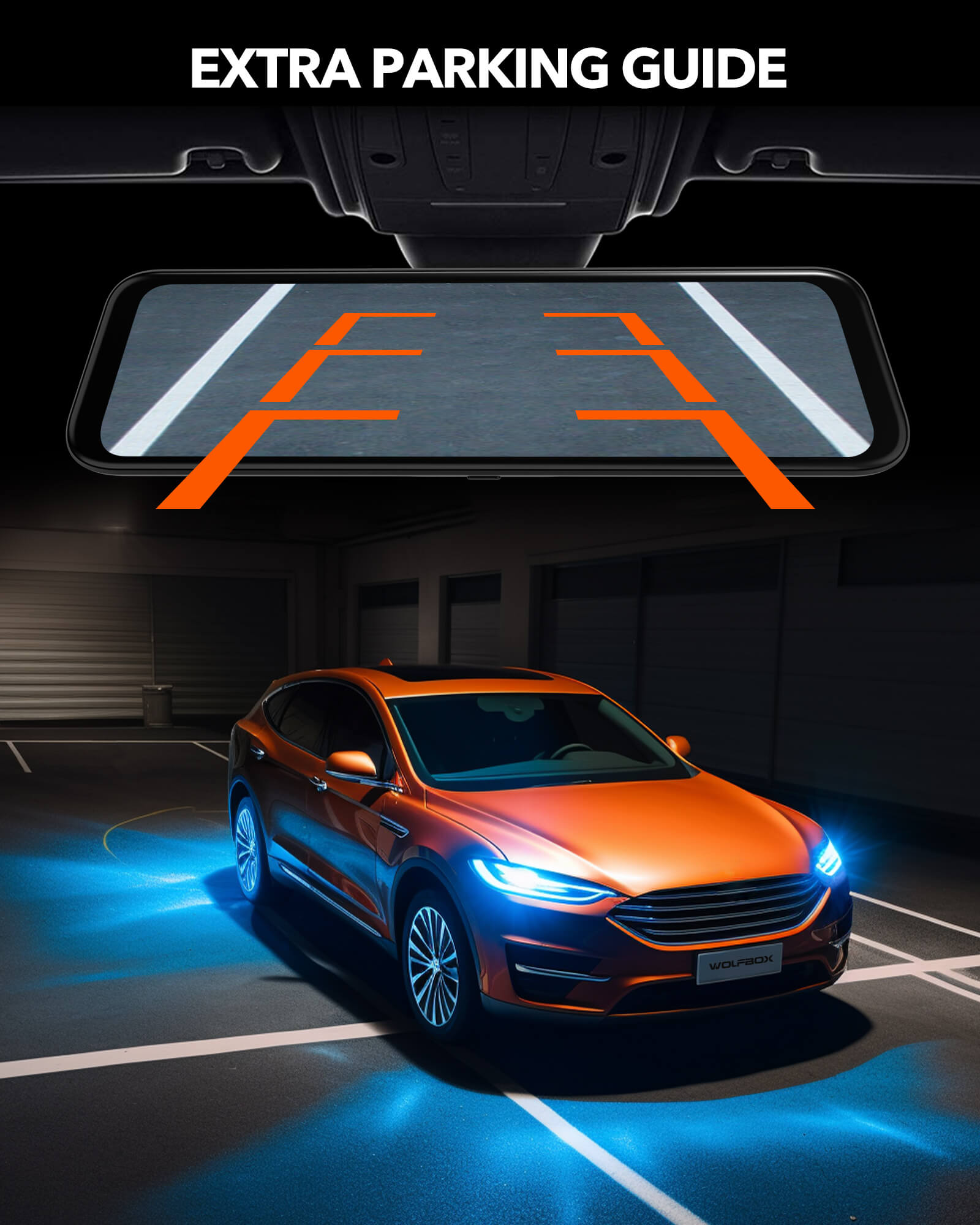 WOLFBOX G840H Wi-Fi Rear View Mirror Dash Cam camera WOLFBOX