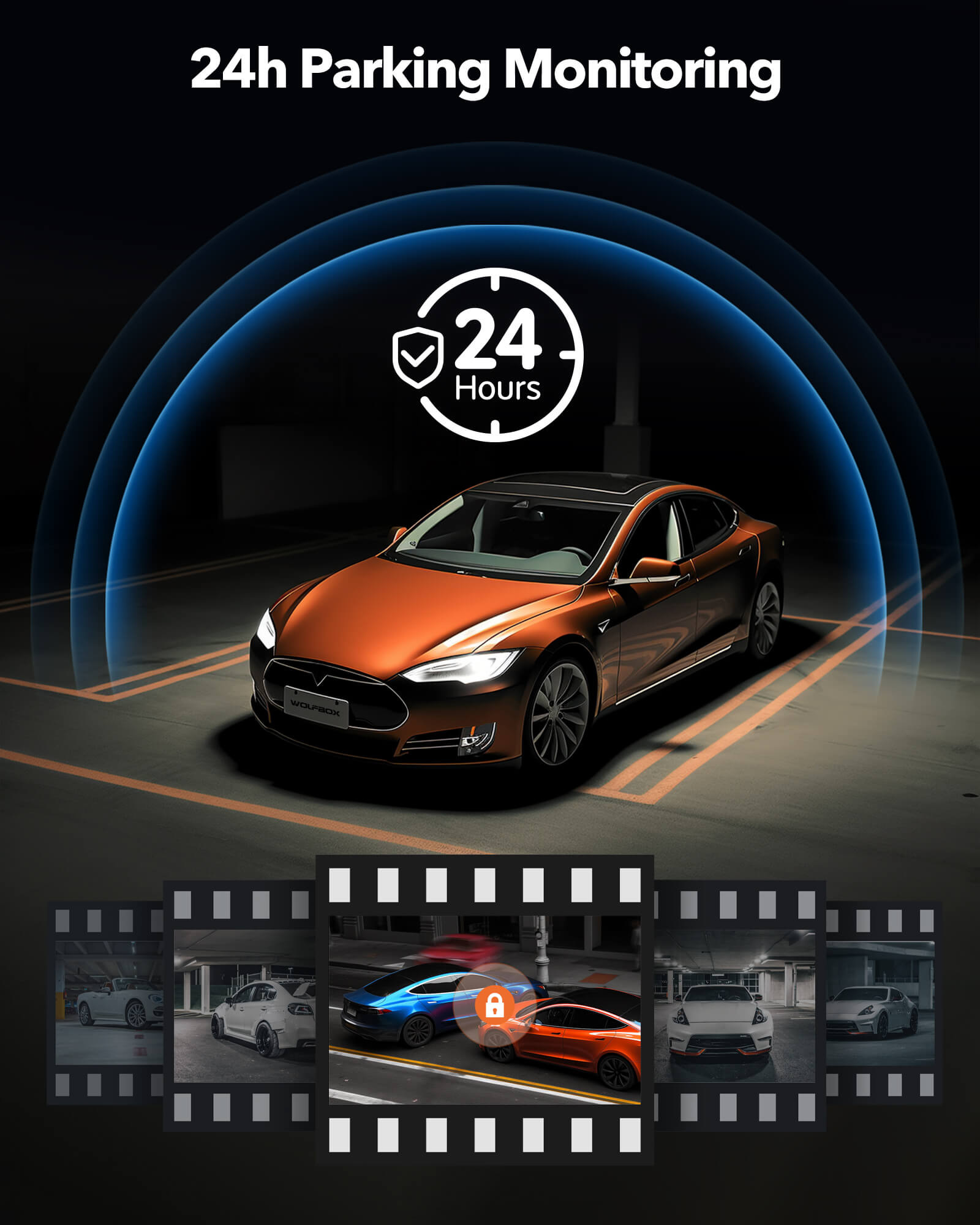 WOLFBOX G840H Wi-Fi Rear View Mirror Dash Cam camera WOLFBOX