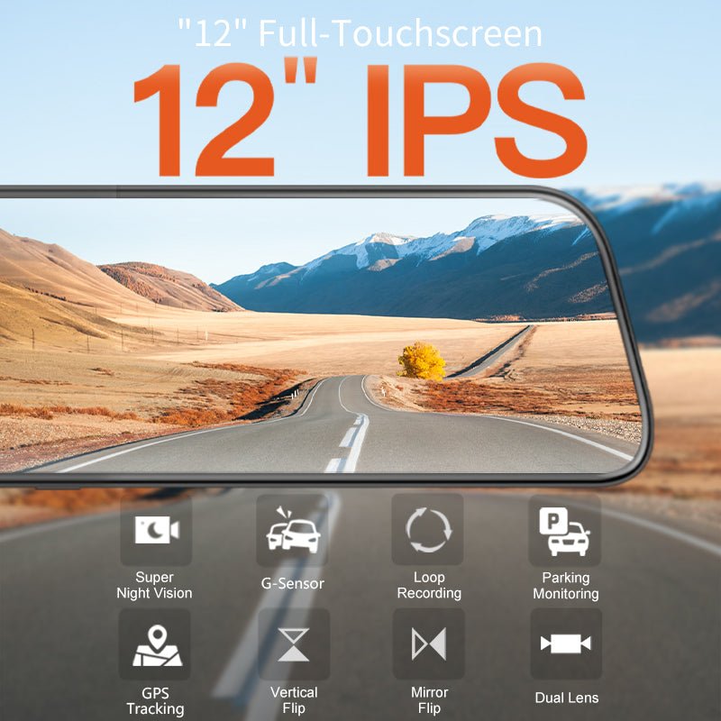 WOLFBOX G840S 12″ 4K Mirror Dash Cam 2160P Full HD Smart Rear View Camera Mirror Dash Cam camera WOLFBOX