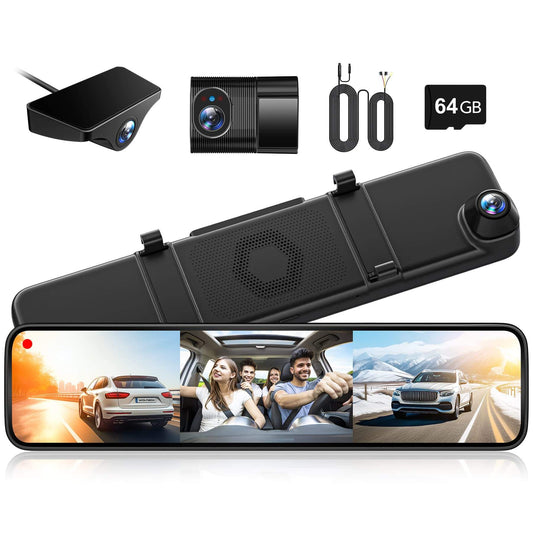 WOLFBOX G890 3 Channel Dash Cam with GPS Smart Mirror camera WOLFBOX