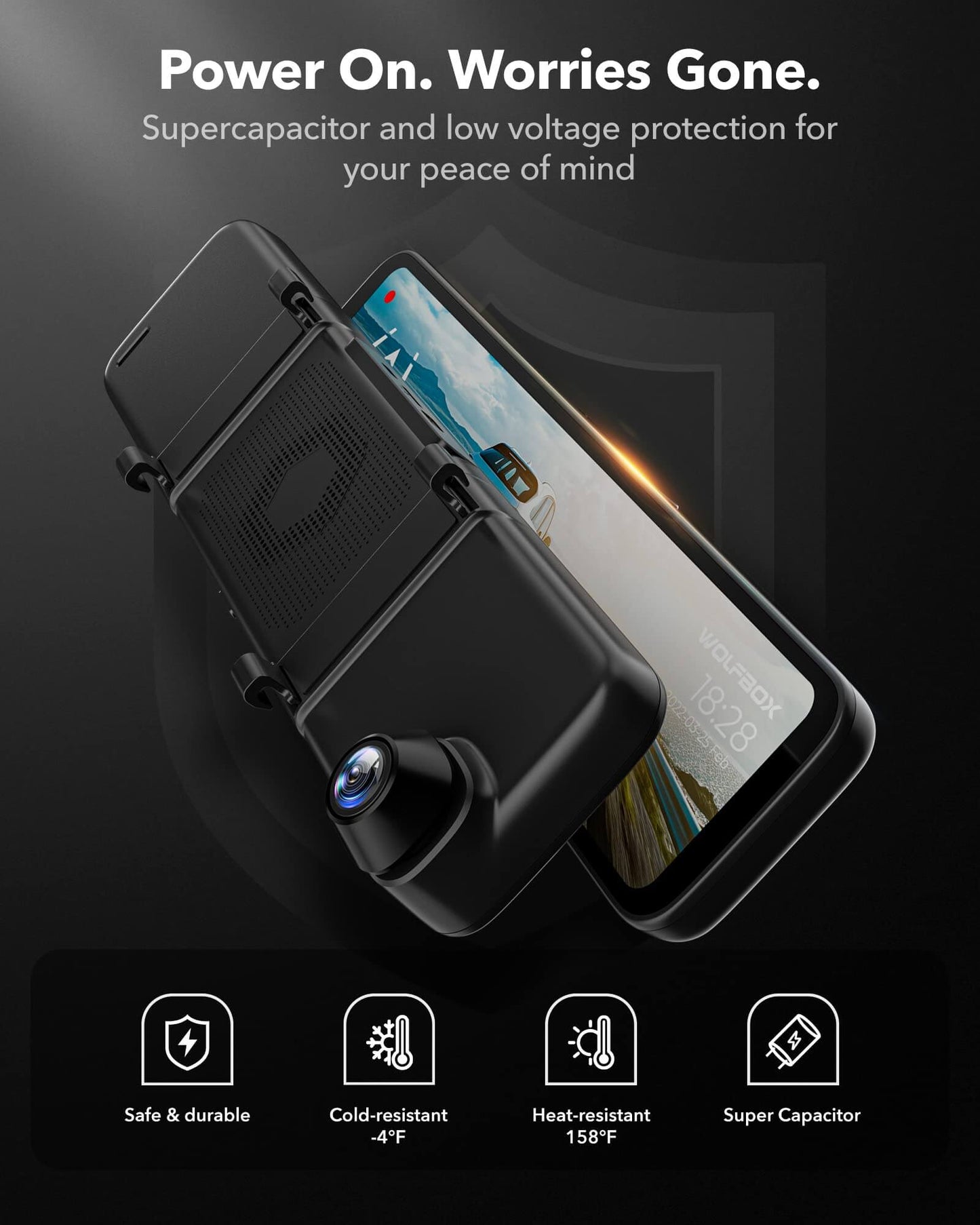 WOLFBOX G890 3 Channel Dash Cam with GPS Smart Mirror camera WOLFBOX