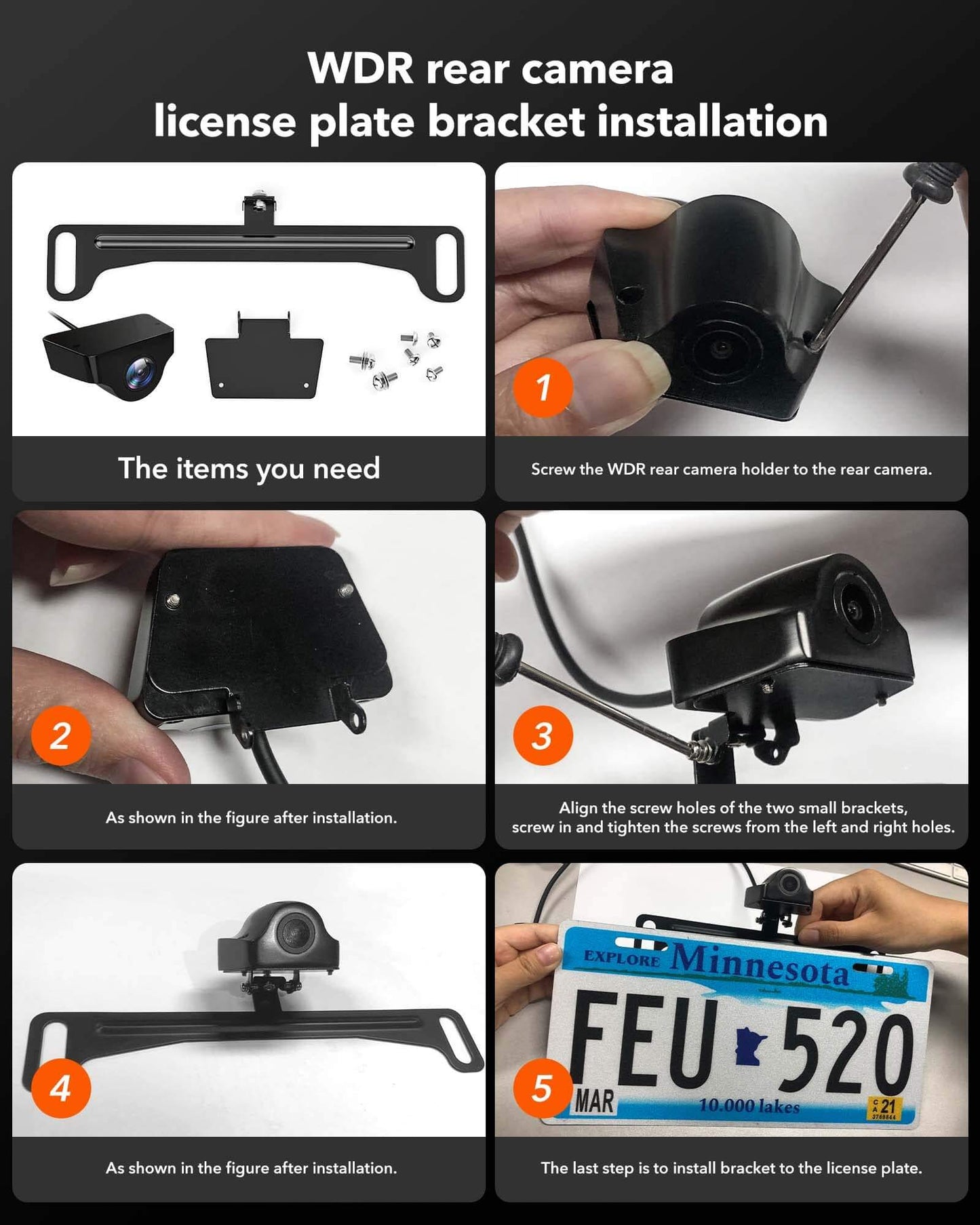 WOLFBOX Reverse Camera Plate Bracket for Easy Backup View Installation Accessory WOLFBOX