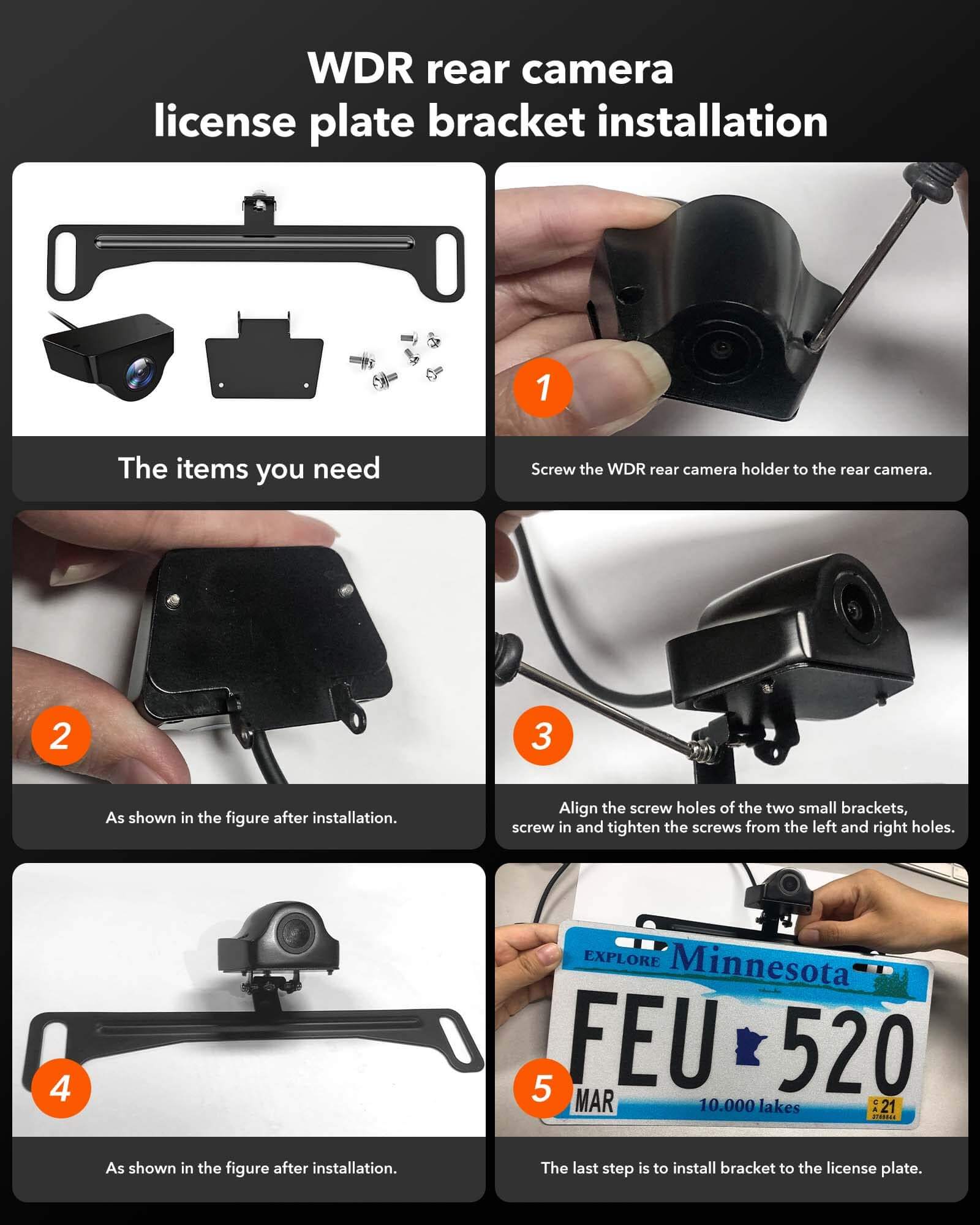 WOLFBOX Reverse Camera Plate Bracket for Easy Backup View Installation Accessory WOLFBOX