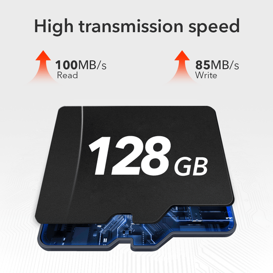 WOLFBOX 128GB Full Ultra HD SD Card, Class 10 U3 TF Card[New Version]