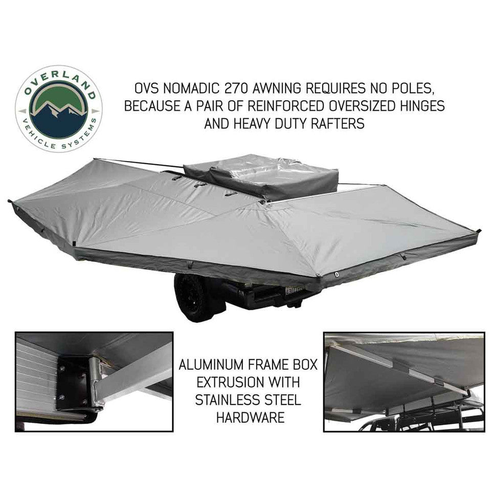 Overland Vehicle Systems HD Nomadic 270 Degree Awning - Dark Gray Awning with Black Cover