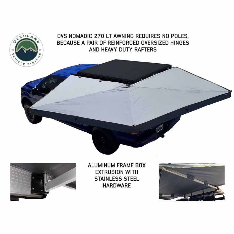 Overland Vehicle Systems HD Nomadic 270 LT Awning - Driver Side - Dark Gray With Black Travel Cover Universal