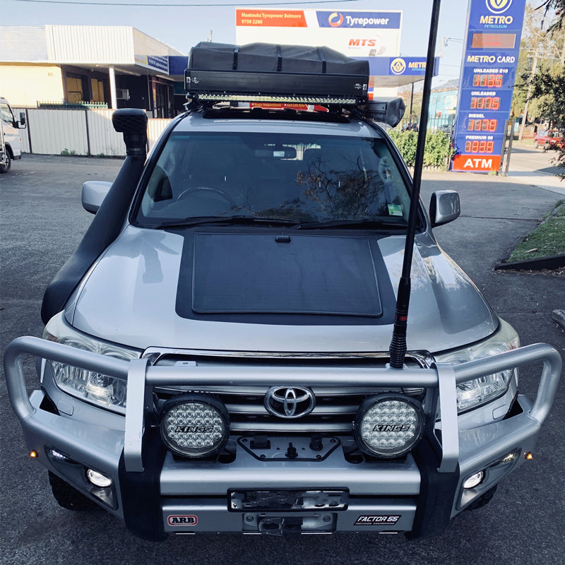 Toyota LandCruiser 200 Series Lensun 100W Hood/Bonnet Flexible Solar Panel-1